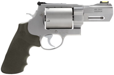 Smith & Wesson 170350 PC Model 460 XVR X-Large 460 S&W Mag 5 Shot 3.50″ Stainless Steel Barrel, Stainless Cylinder, Matte Silver Stainless Steel Frame, Black Finger Grooved Grip, Teardrop Hammer