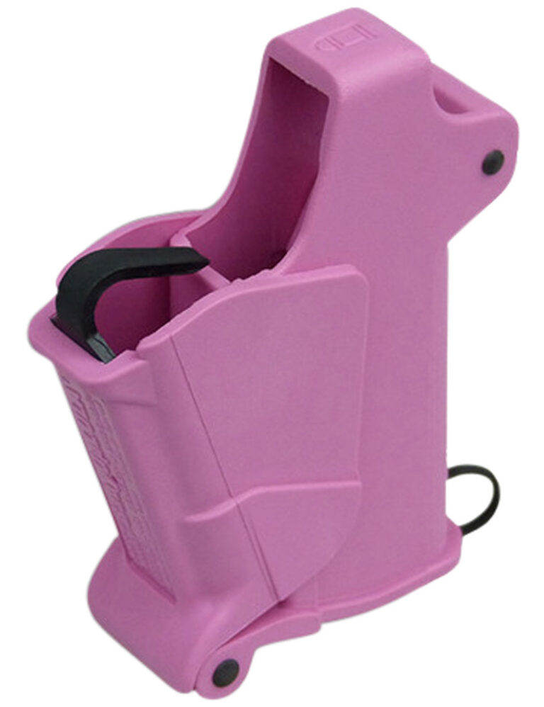 MAGLULA BABYUPLULA PISTOL MAGAZINE LOADER AND UNLOADER FOR SINGLE-STACK MAGS WITHOUT A PROJECTING SIDE-BUTTON .22LR TO .380 PINK UP64P