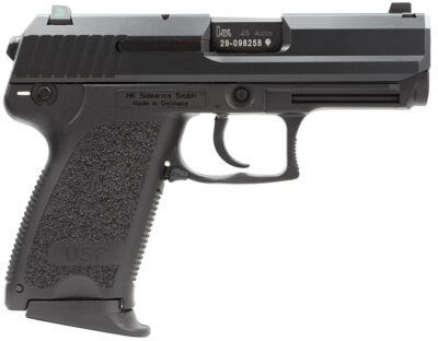 HK 81000343 USP Polymer Frame 45 ACP 8+1 3.78″ Polygonal Rifled Barrel, Black Serrated Slide, Black Polymer Frame, Black Polymer Grip, Ambidextrous