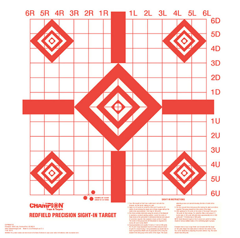 Champion Targets 47387 Redfield Sight-In Diamond Paper Pistol/Rifle 16" x 16" White/Red 100 Per Pkg