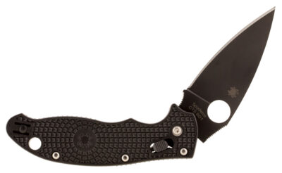 Spyderco C101PBBK2 Manix 2 Lightweight 3.37″ Folding Drop Point Plain Black DLC BD1 Steel Blade Black FRCP Handle Includes Pocket Clip