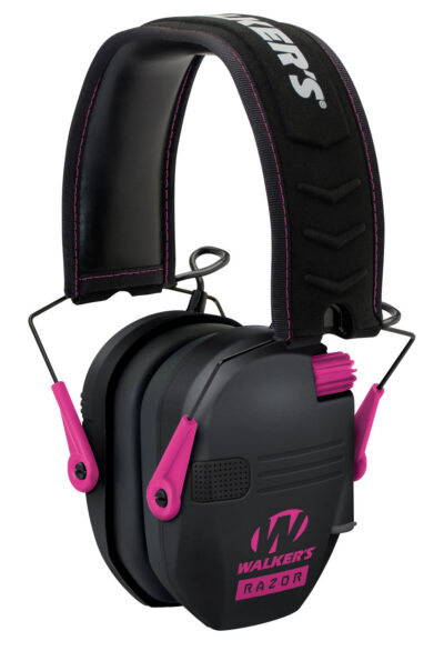 Walker’s GWPRSEMPNK Razor Slim Electronic Muff 23 dB Over the Head Black Polymer w/Pink Accents