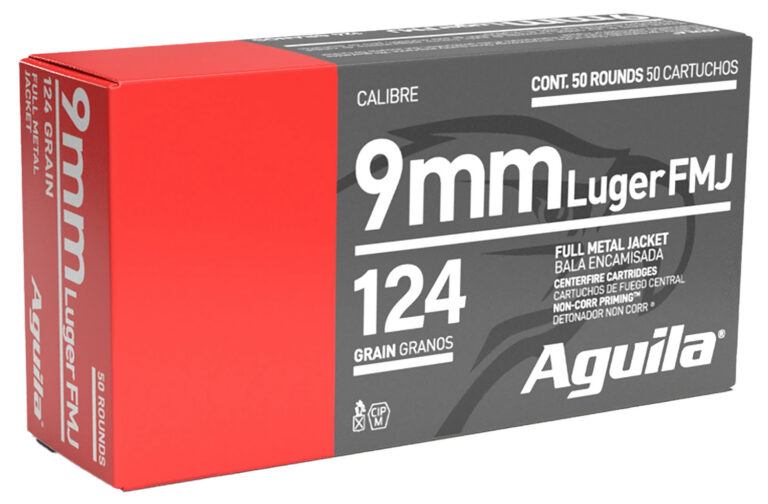 FMJ 9MM LUGER AMMO 9MM LUGER 124GR FULL METAL JACKET 50/BOX