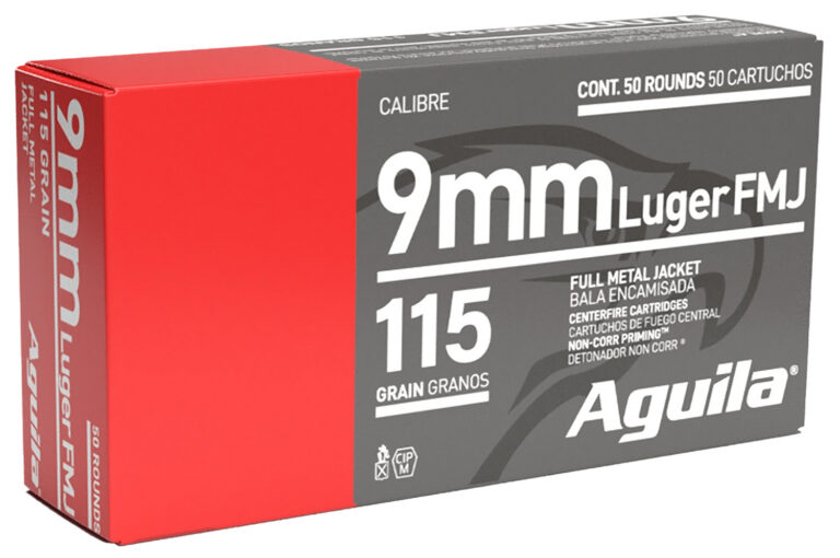 FMJ 9MM LUGER AMMO 9MM LUGER 115GR FULL METAL JACKET 50/BOX