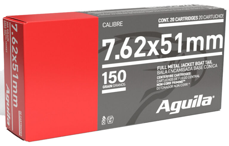 Aguila 1E762110 Rifle 7.62/308 150 gr Full Metal Jacket Boat Tail (FMJBT) 20 Bx