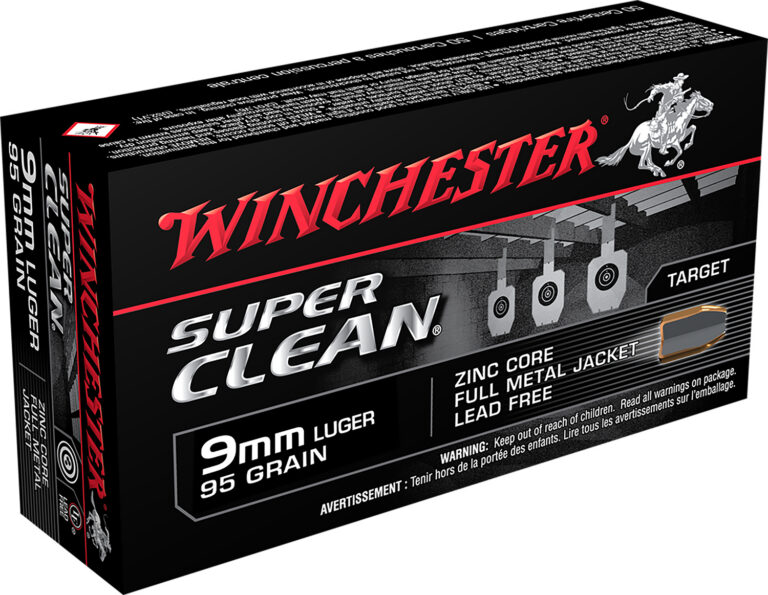 Winchester Ammo W9MMLF Super Clean  9mm Luger 90 gr Full Metal Jacket (FMJ) 50 B