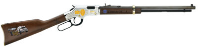 Henry H004EMS Golden Boy EMS Tribute Edition 22 LR, 16 LR/21 Short, 20″ Blued 20″ Octagon Steel Barrel,  Nickel-Plated Steel Engraved Receiver, American Walnut Stock Engraved, Right Hand