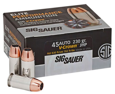 Sig Sauer E45AP220 Elite V-Crown  45 ACP 230 gr Jacketed Hollow Point (JHP) 20 B
