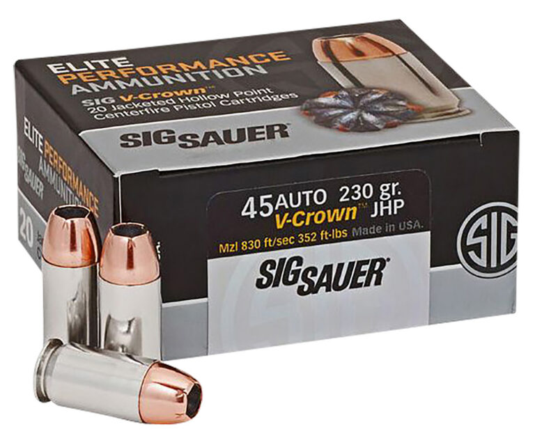 Sig Sauer E45AP220 Elite V-Crown 45 ACP 230 gr Jacketed Hollow Point (JHP) 20 B