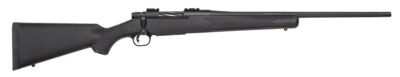 Mossberg 27838 Patriot  Full Size 243 Win 5+1 22″ Matte Blued Fluted Barrel, Drilled & Tapped Matte Blued Stainless Steel Receiver, Black Fixed Synthetic Stock, Right Hand