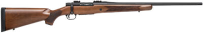Mossberg 27841 Patriot  Full Size 22-250 Rem 5+1 22″ Matte Blued Fluted Barrel, Drilled & Tapped Matte Blued Stainless Steel Receiver, Walnut Fixed Stock, Right Hand