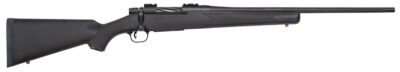 Mossberg 27843 Patriot  Full Size 22-250 Rem 5+1 22″ Matte Blued Fluted Barrel, Drilled & Tapped Matte Blued Stainless Steel Receiver, Black Fixed Synthetic Stock, Right Hand