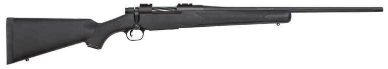 Mossberg 27843 Patriot Full Size 22-250 Rem 5+1 22" Matte Blued Fluted Barrel, Drilled & Tapped Matte Blued Stainless Steel Receiver, Black Fixed Synthetic Stock, Right Hand
