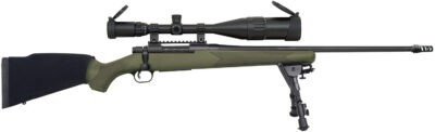 Mossberg 27924 Patriot Night Train 308 Win Caliber with 5+1 Capacity, 22″ Threaded/Fluted Barrel, Matte Blued Metal Finish & OD Green Synthetic Stock Right Hand (Full Size) Includes 6-24x50mm Scope