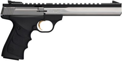 Browning 051508490 Buck Mark Contour 22 LR 10+1 7.25″ Contoured Barrel, Matte Stainless Serrated Steel Optic Ready Slide, Matte Black Aluminum Frame, Finger Grooved Black Ultragrip RX Grip