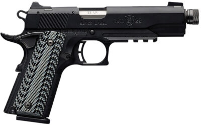 Browning 051820490 1911-22 Black Label SR Full Size 22 LR 10+1, 4.88″ Stainless Steel Threaded Barrel, Matte Black Serrated Slide & Polymer Frame w/Beavertail & Picatinny Rail