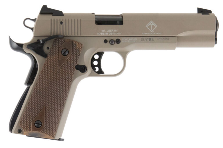ATI GSG 1911 22LR 5 TAN WOOD GRIP BLK ACCT 10RD