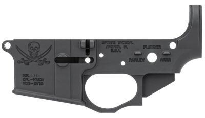 Spikes STLS016 Calico Jack Stripped Lower Receiver Multi-Caliber 7075-T6 Aluminum Black Anodized for AR-15