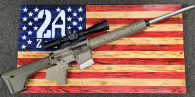 Palmetto State Armory PA-10 308, 24″, Semi Auto Rifle, Tan W 4-18x Scope And Four 10 Round Magazines And Rolling Plano Hard Case