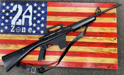 Squires Bingham Model 16, 22LR, 19″ Barrel, Black Leather Sling, 10 Round Magazine, Semi Auto Rifle, Carrying Handle Iron Sight.