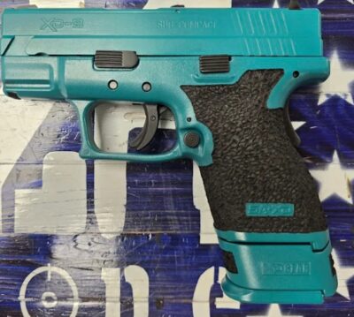 Springfield Armory XD-9 Sub Compact 9mm Semi Auto Pistol, Turquoise 3″