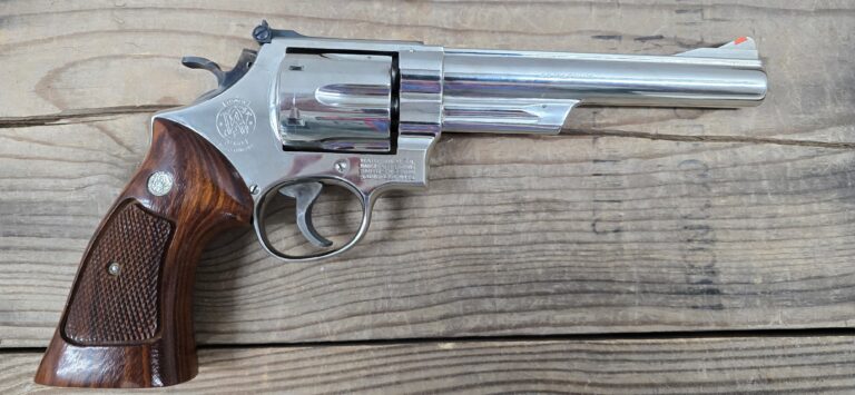 Smith & Wesson Model 29, .44 Magnum, 6.5" Barrel, Nickel Finish, OEM Case, Gun Bag, Original Cleaning Kit, Original Paperwork, Pinned & Recessed