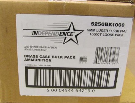 FED 5250BK1000
FED 9MM 115GR FMJ BULK BOX 1000