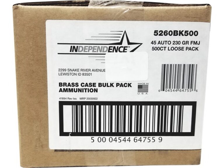 INDEPENDENCE 45 AUTO 230GR FMJ AMMO 500RD BULK