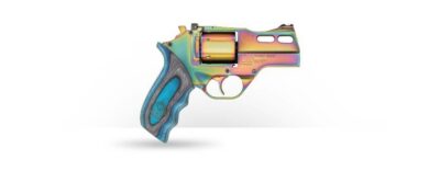 Chiappa Firearms CF340319 Rhino 30DA Nebula *CA Compliant 357 Mag 6 Shot 3″ Rainbow PVD Steel Barrel & Cylinder, Rainbow PVD Aluminum Frame & Barrel Shroud, Blue Laminate Grip