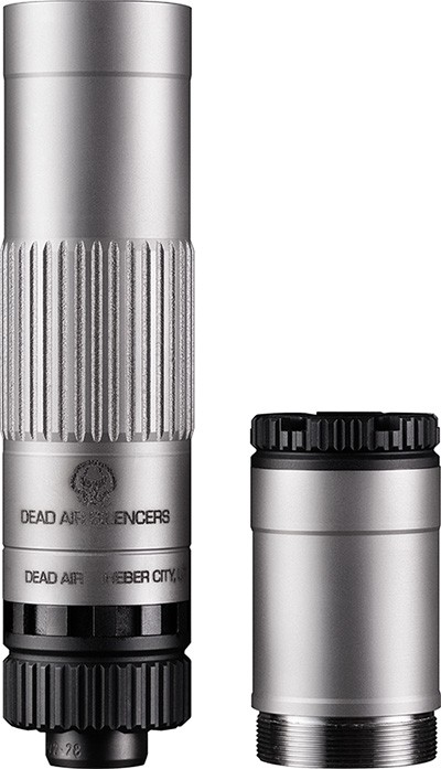 MOJAVE 9 9MM MODULAR PISTOL SUPPRESSOR MOJAVE 9 MODULAR 9MM DIRECT THREAD PISTOL SUPPRESSOR SILVER