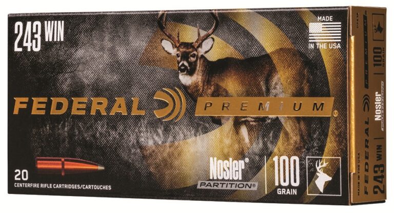 Federal P243E Premium 243 Win 100 gr Nosler Partition (NP) 20 Bx/ 10 Cs