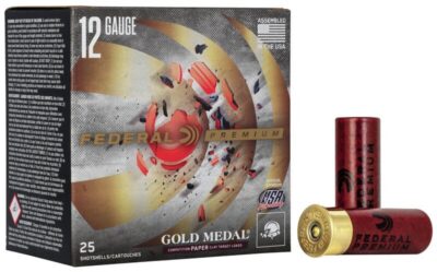 FEDERAL PREMIUM GOLD MEDAL PAPER 12GA 2-3/4″ 1OZ 1290 FPS 7.5 AMMO 25RD