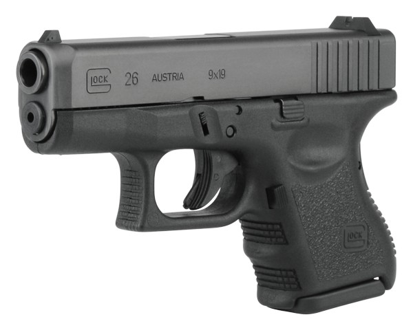 Glock PI2650201 G26 Gen3 *CA Compliant Sub-Compact 9mm Luger 10+1 3.43" Black Polygonal Rifled Barrel, Matte Black Serrated Slide, Black Polymer Frame, Black Textured Finger Grooved Polymer Grip