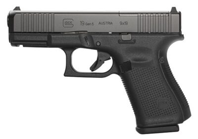 Glock PA195S203MOS G19 Gen5 MOS Compact 9mm Luger 15+1 4.02″ Black GMB Barrel, Black nDLC MOS Cut/Serrated Slide, Black Polymer Frame w/Picatinny Rail, Black Textured w/Interchangeable Backstrap Grip, Ambidextrous