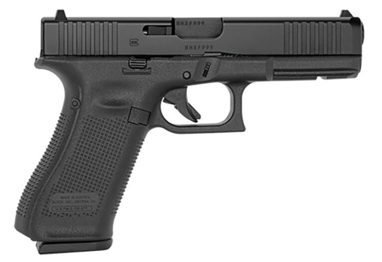 Glock PA225S203 G22 Gen5 Full Size 40 S&W 15+1 4.49" Black GMB Barrel, Black nDLC Serrated Slide, Black Polymer Frame w/Picatinny Rail, Black Textured w/Interchangeable Backstrap Grips, Ambidextrous