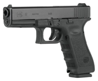 Glock PI1750201 G17 Gen3 *CA Compliant 9mm Luger Caliber with 4.49″ Barrel, 10+1 Capacity, Overall Black Finish, Picatinny Rail Frame, Serrated Slide, Finger Grooved Rough Texture Polymer Grip & Fixed Sights