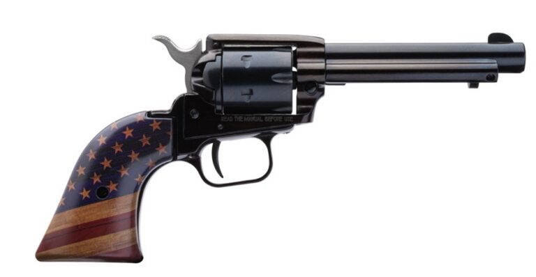 Heritage Rough Rider, Single Action Revolver, 22LR, 4.75" Barrel, Alloy Frame, Blued Finish, US Flag Grips, Fixed Sights, 6 Rounds, Long Rifle Cylinder Only