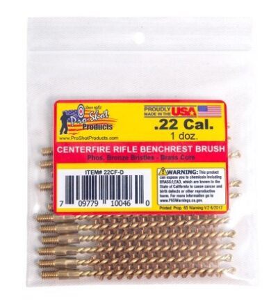 PROSHOT .22 CAL. CENTERFIRE BRUSH – 12 QTY. BULK PACK 22CF-D