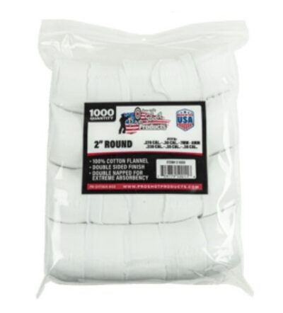 COTTON CLEANING PATCH 2″ ROUND .270 .38CAL 1000/CT