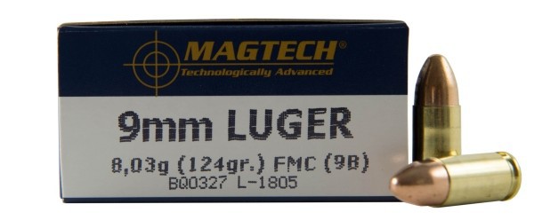 SPORT SHOOTING 9MM LUGER FULL METAL JACKET HANDGUN AMMO SPORT SHOOTING 9MM LUGER 124GR FMJ 50/BOX
