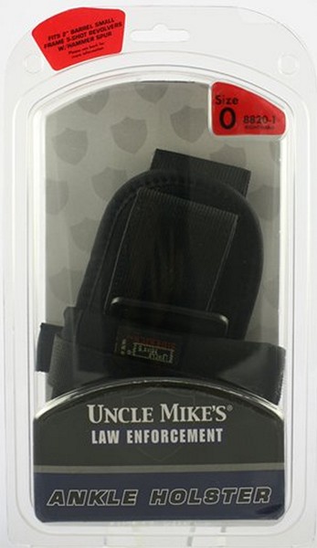 Uncle Mikes 8820 Ankle 2" Sm Frame 5rd Revolver w/Hammer Spur Cordura Nylon Bla