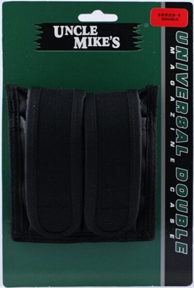 Uncle Mikes 8829 Double Mag Pouch 10mm-45 Caliber Magazine Up to 2.25″ Nylon Bla