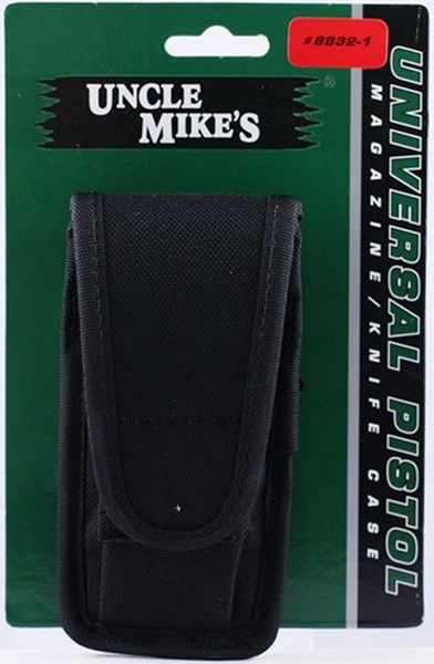 Uncle Mikes 8832 Universal Single Mag/Knife Pouch 9mm/40 S&W, Single Row 10mm/45