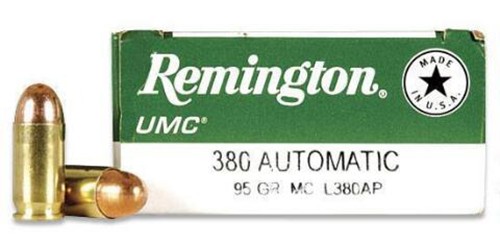 Remington Ammunition L380AP UMC  380 ACP 95 gr Full Metal Jacket (FMJ) 50 Bx/ 10