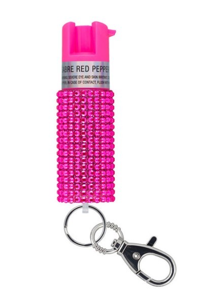 SABRE Jeweled Pepper Spray w/ Key Ring Pink