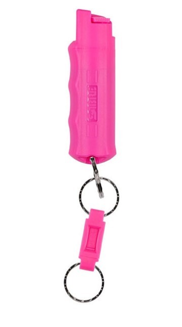 Sabre 3-in-1 Key Chain Pepper Spray Pink Hardcase with Quick Release Key Ring