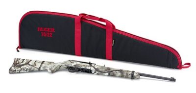 Ruger 31113 10/22 Carbine 22 LR 10+1 18.50″ Barrel, Satin Black Alloy Steel, Synthetic GoWild Camo Rock Star Stock, Cross-Bolt Manual Safety