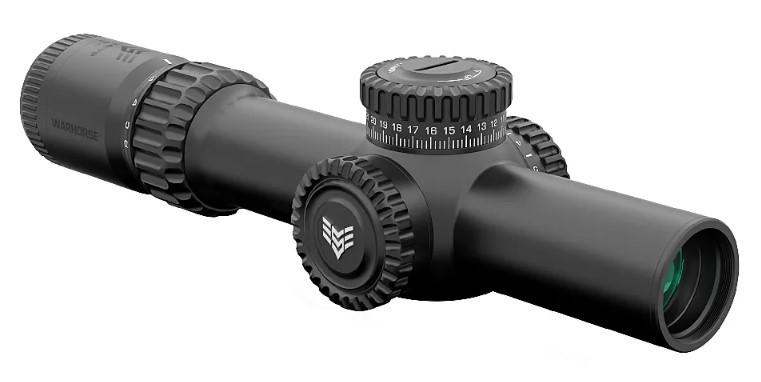 WARHORSE LPVO 1-6X24MM FFP ILLUMINATED RIFLE SCOPE WARHORSE 1-6X24MM FFP ILLUMINATED GREEN DRAGOON MOA BLACK