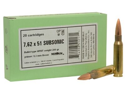 Sellier & Bellot SB308SUBA Rifle  308 Win 200 gr Hollow Point Boat Tail 20 Bx/ 3