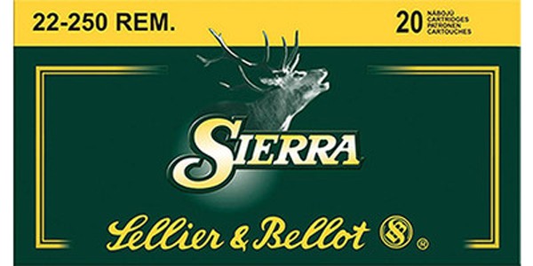 Sellier & Bellot SB22250A Rifle 22-250 Rem 55 gr Sierra GameKing Boat-Tail Soft